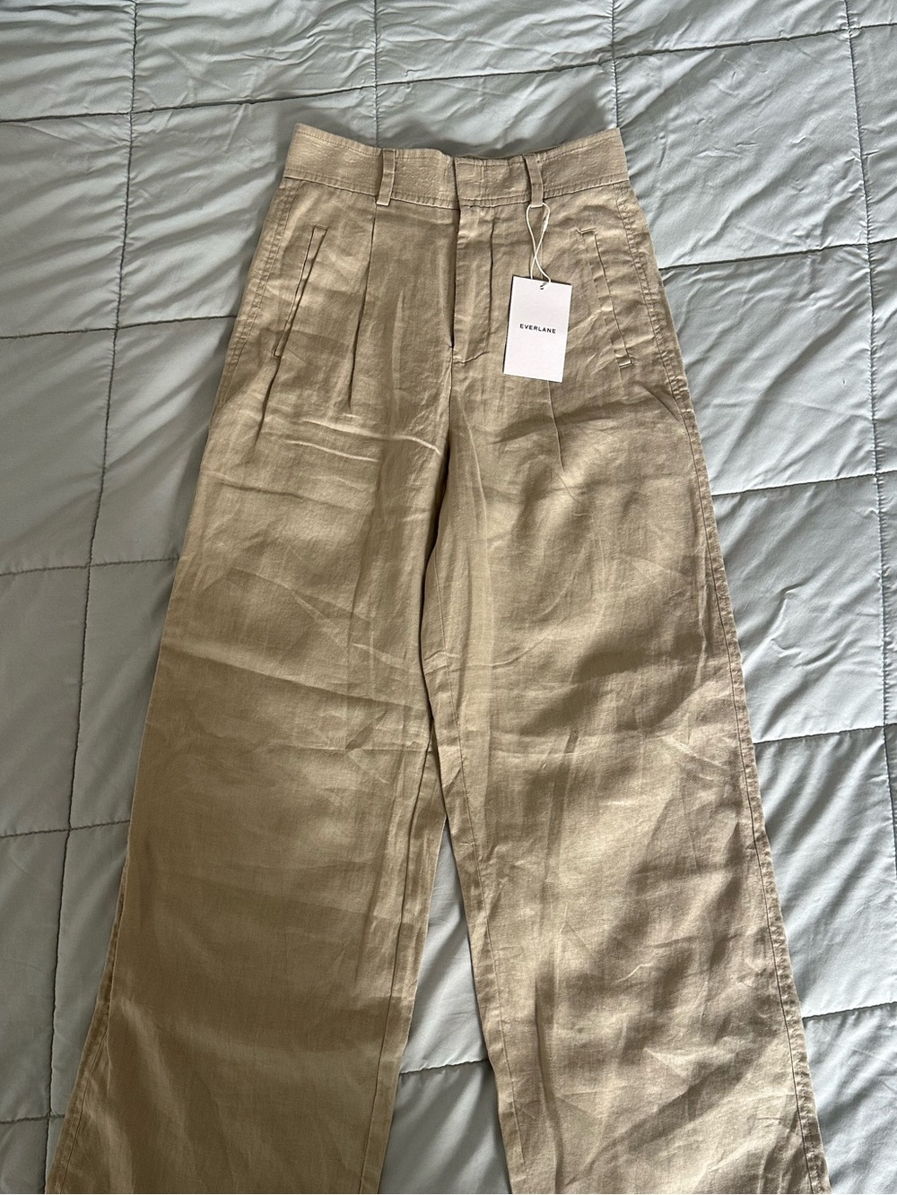 Everlane Wide-Leg Linen-Blend Pants in Khaki